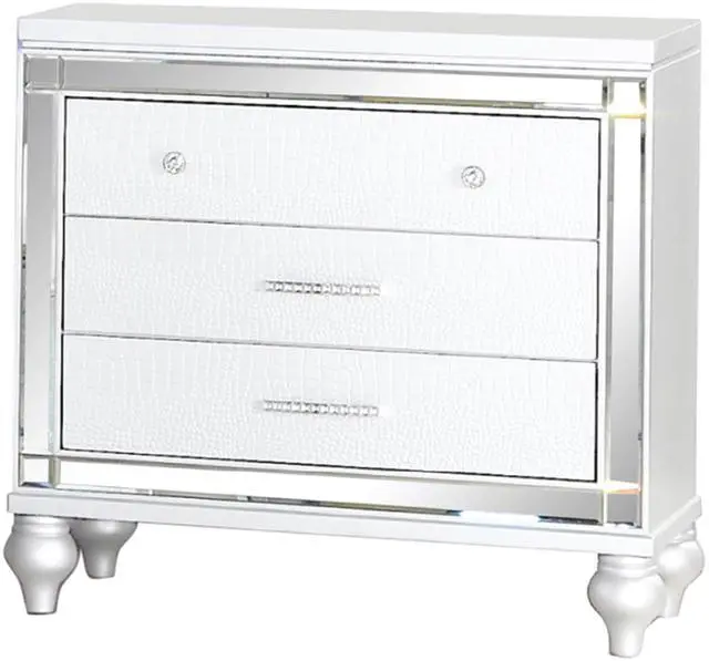 Alt view image 3 of 5 - Sterling Modern style Mirror Framed Nightstand Made with Wood in White(Includes 1 Nightstand)  same as 808857739766 (CA inventory)