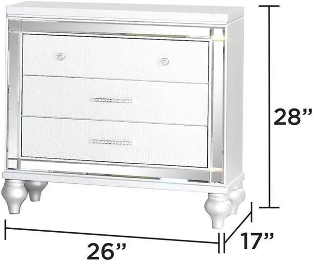 Alt view image 2 of 5 - Sterling Modern style Mirror Framed Nightstand Made with Wood in White(Includes 1 Nightstand)  same as 808857739766 (CA inventory)