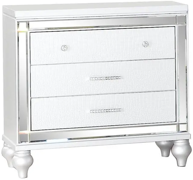 Alt view image 5 of 5 - Sterling Modern style Mirror Framed Nightstand Made with Wood in White(Includes 1 Nightstand)  same as 808857739766 (CA inventory)