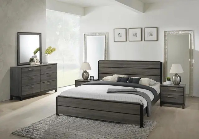Alt view image 5 of 5 - Ioana Wood 2-Drawers Nightstand (Nightstand Only), Antique Grey Finish