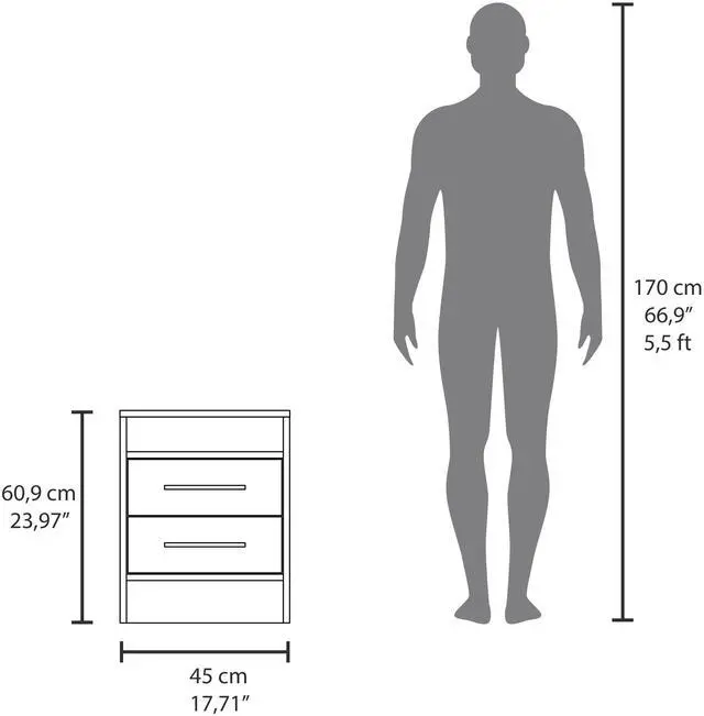 Alt view image 4 of 7 - Greter 24"  Two-Drawer Night Stand  With open shelf