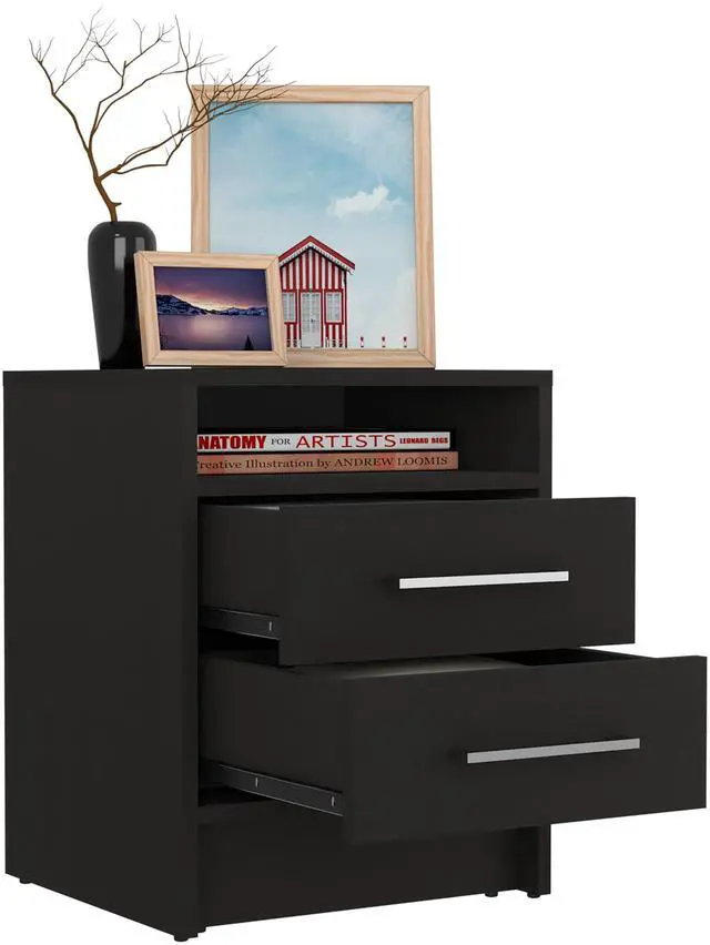 Alt view image 7 of 7 - Greter 24"  Two-Drawer Night Stand  With open shelf
