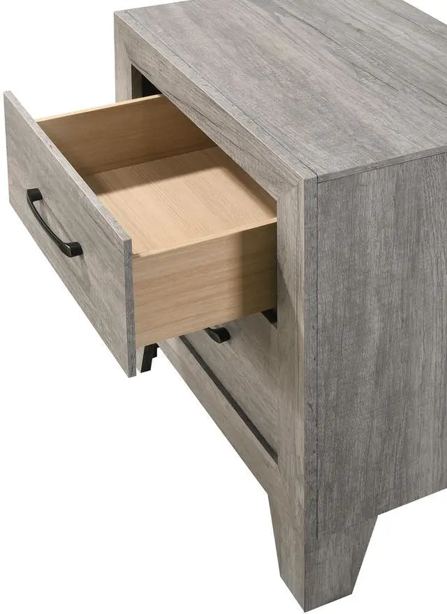 Alt view image 2 of 5 - 1pc Contemporary Two-Drawers Nightstand Bed Side Cabinet Wooden Furniture Rustic Gray Color