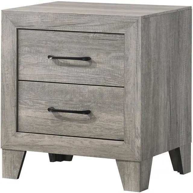 Main image of 1pc Contemporary Two-Drawers Nightstand Bed Side Cabinet Wooden Furniture Rustic Gray Color