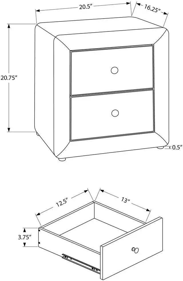 Alt view image 3 of 7 - Nightstand, Nightstand, End, Side, Lamp, Storage Drawer, Bedroom, Upholstered, Beige Linen Look, Transitional