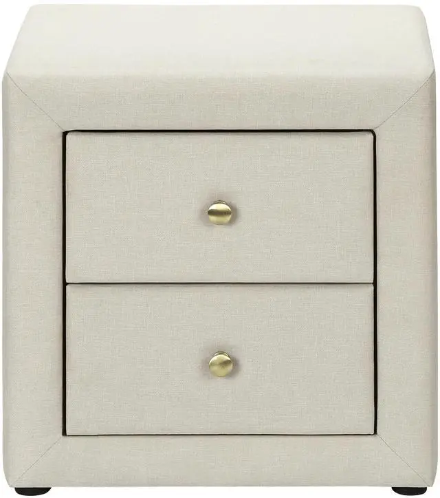 Alt view image 7 of 7 - Nightstand, Nightstand, End, Side, Lamp, Storage Drawer, Bedroom, Upholstered, Beige Linen Look, Transitional