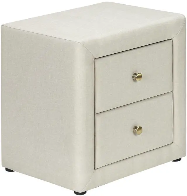 Alt view image 6 of 7 - Nightstand, Nightstand, End, Side, Lamp, Storage Drawer, Bedroom, Upholstered, Beige Linen Look, Transitional