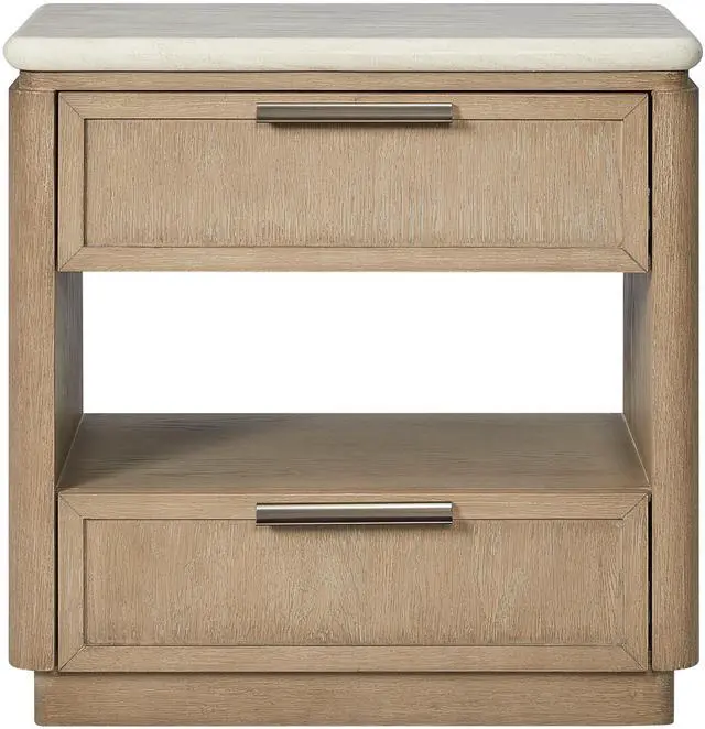 Main image of Two Drawer Nightstand with Oak Veneer Drawer Fronts