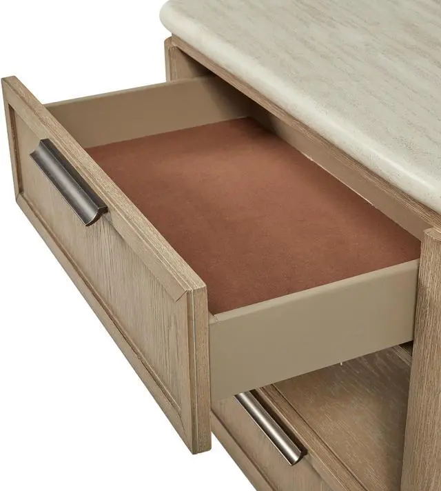 Alt view image 4 of 5 - Two Drawer Nightstand with Oak Veneer Drawer Fronts
