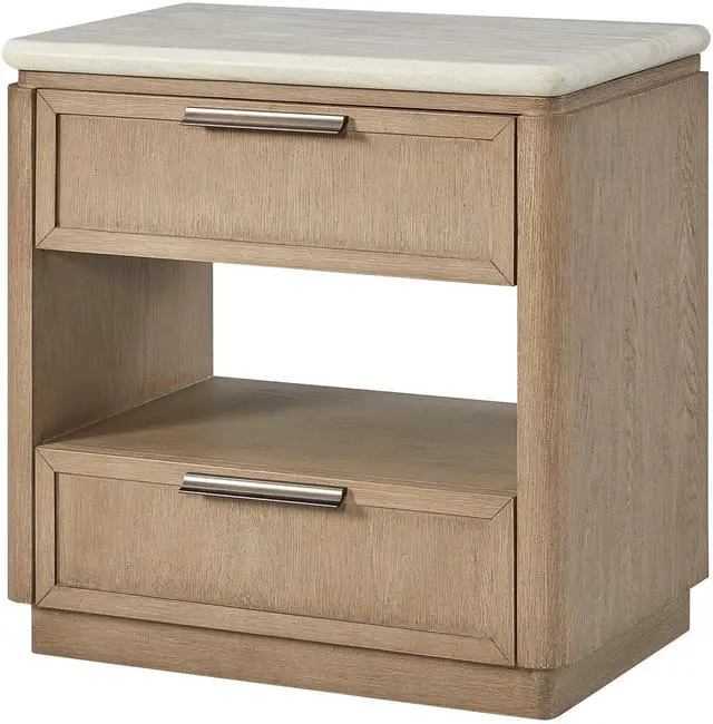 Alt view image 2 of 5 - Two Drawer Nightstand with Oak Veneer Drawer Fronts