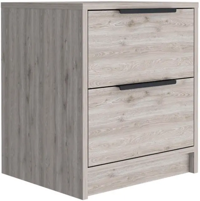 Alt view image 6 of 7 - Kaia Nightstand , End Table, Side Table Two Drawers, Metal Handle -Light Gray