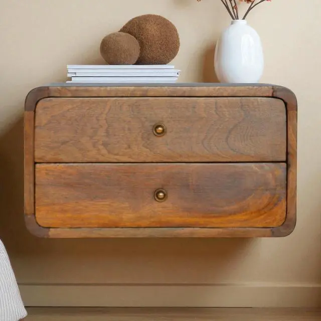 Main image of Floating Curved Chestnut Bedside