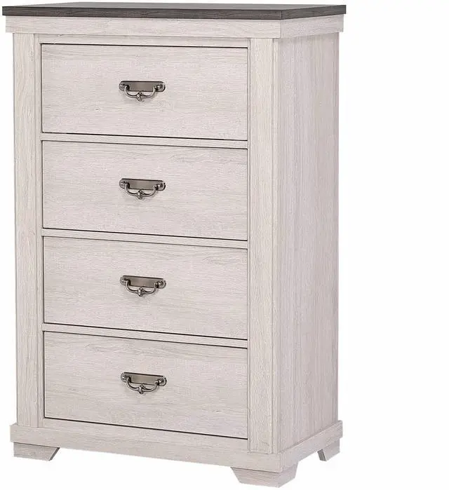Alt view image 2 of 5 - 1pc Farmhouse Style Four Drawer Chest Beige Finish Rustic Bedroom Solid Wood Wooden Furniture