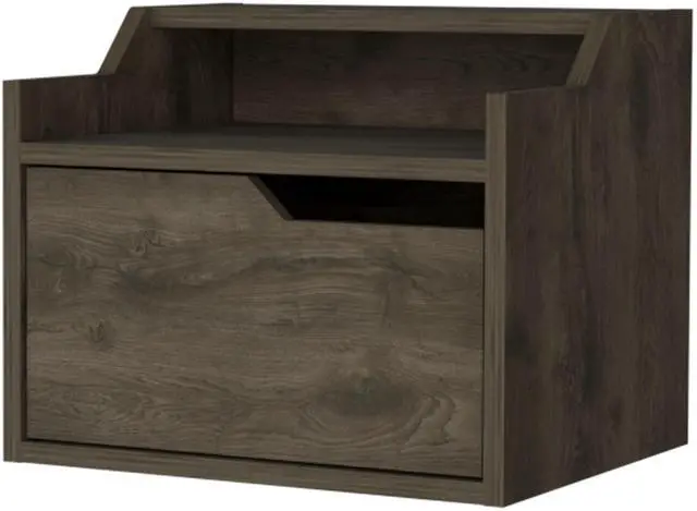 Alt view image 2 of 7 - Florence Floating Nightstand with Drawer and Dual-Shelf Display