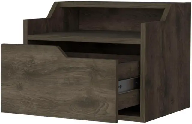 Alt view image 4 of 7 - Florence Floating Nightstand with Drawer and Dual-Shelf Display
