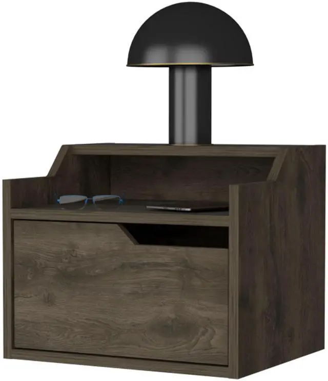 Alt view image 6 of 7 - Florence Floating Nightstand with Drawer and Dual-Shelf Display