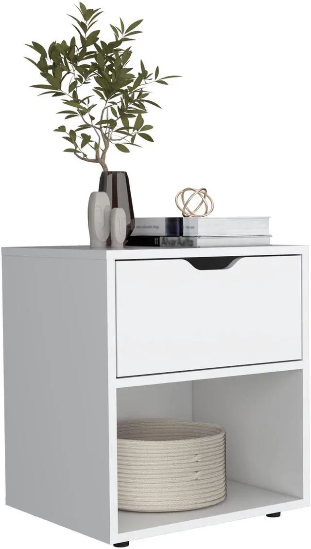 Alt view image 5 of 7 - DEPOT E-SHOP Adak 19.7" H Nightstand End Table with Open Shelf,White