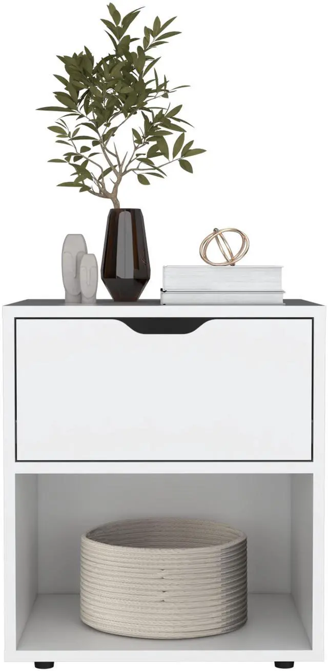 Alt view image 6 of 7 - DEPOT E-SHOP Adak 19.7" H Nightstand End Table with Open Shelf,White