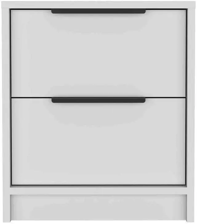 Alt view image 2 of 7 - Kaia Nightstand , End Table, Side Table Two Drawers, Metal Handle -White