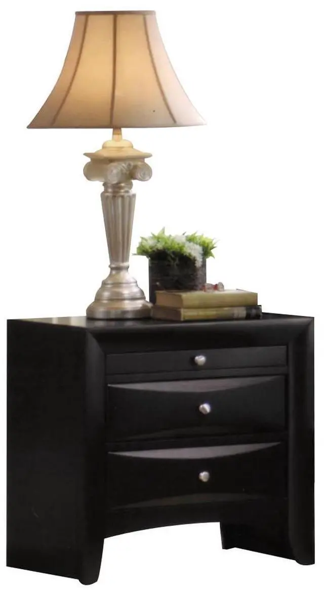 Alt view image 2 of 7 - Black 2-Drawer Nightstand with Tray