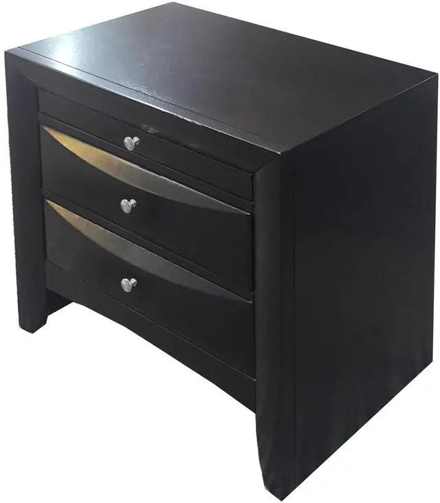 Alt view image 4 of 7 - Black 2-Drawer Nightstand with Tray