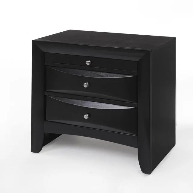 Alt view image 3 of 7 - Black 2-Drawer Nightstand with Tray
