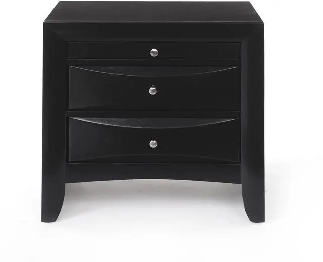 Alt view image 5 of 7 - Black 2-Drawer Nightstand with Tray