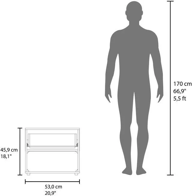Alt view image 4 of 7 - Alpine 18" High One Drawer Nightstand with One Shelf, Side Table, End Table For Bedroom, Living Room Dark Walnut