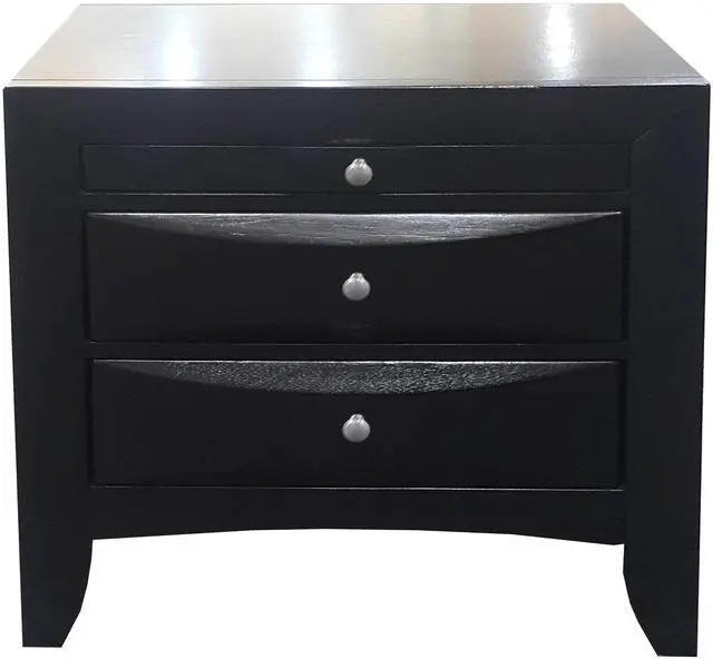 Alt view image 6 of 7 - Black 2-Drawer Nightstand with Tray