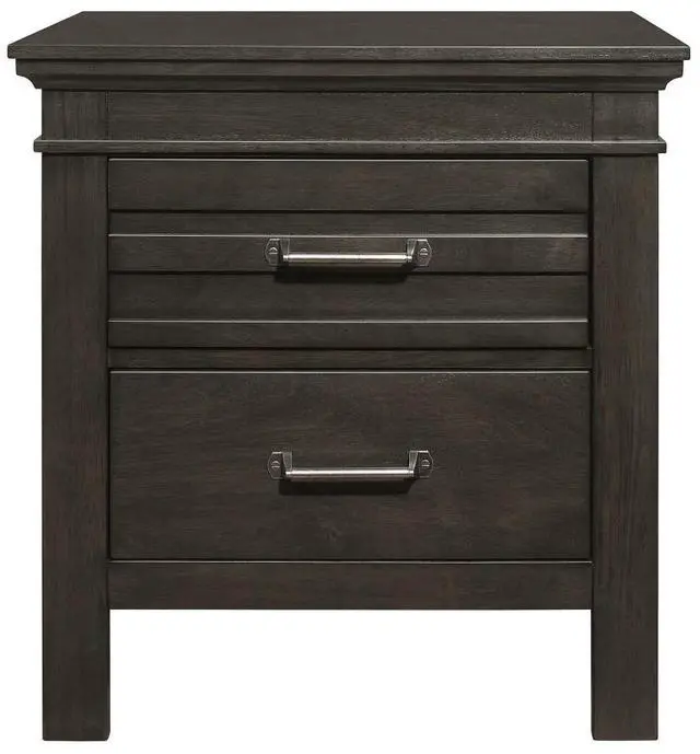 Main image of Transitional Bedroom 1pc Nightstand of Center Glides Drawers Charcoal Gray Finish Bed Side Table Wooden Furniture