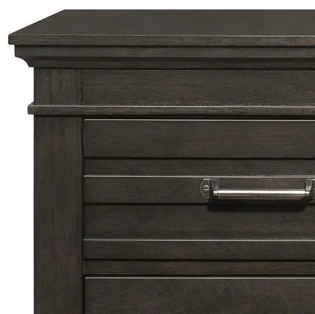 Alt view image 2 of 7 - Transitional Bedroom 1pc Nightstand of Center Glides Drawers Charcoal Gray Finish Bed Side Table Wooden Furniture