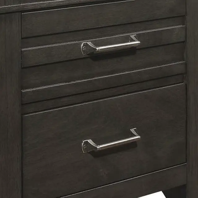 Alt view image 4 of 7 - Transitional Bedroom 1pc Nightstand of Center Glides Drawers Charcoal Gray Finish Bed Side Table Wooden Furniture