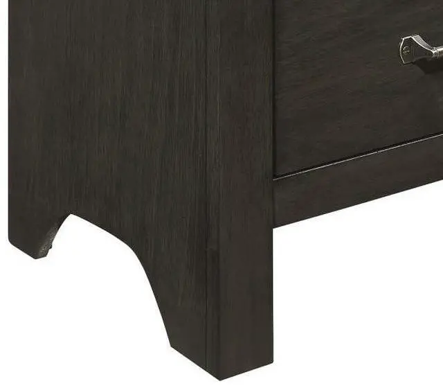 Alt view image 6 of 7 - Transitional Bedroom 1pc Nightstand of Center Glides Drawers Charcoal Gray Finish Bed Side Table Wooden Furniture