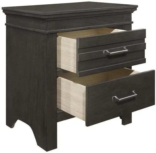 Alt view image 5 of 7 - Transitional Bedroom 1pc Nightstand of Center Glides Drawers Charcoal Gray Finish Bed Side Table Wooden Furniture