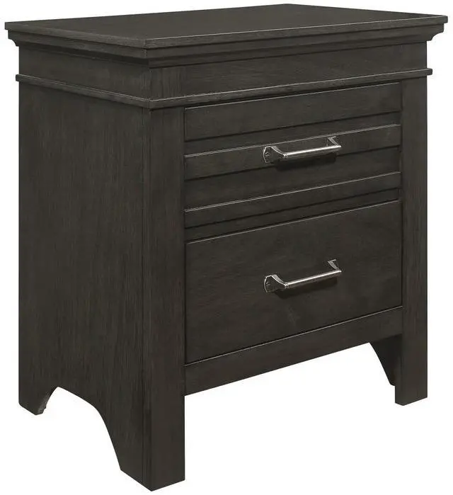 Alt view image 3 of 7 - Transitional Bedroom 1pc Nightstand of Center Glides Drawers Charcoal Gray Finish Bed Side Table Wooden Furniture