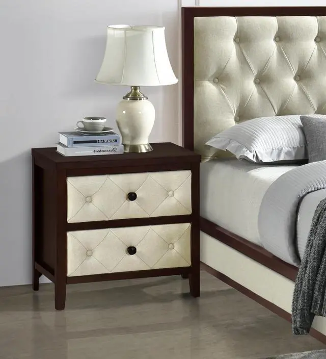 Alt view image 2 of 4 - Beautiful Cherry Espresso Finish Nightstand 1pc Designed Drawers Fronts Modern Bedroom Furniture