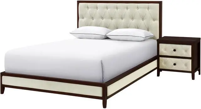 Alt view image 4 of 4 - Beautiful Cherry Espresso Finish Nightstand 1pc Designed Drawers Fronts Modern Bedroom Furniture