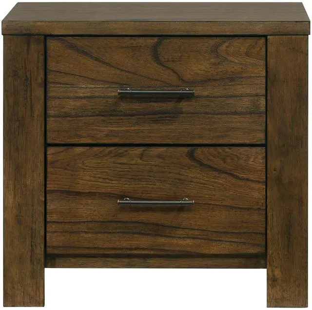 Main image of 1pc Oak Finish Nightstand of 2x Drawers Rustic Aesthetic Bedroom Furniture 1pc Bedside Cabinet