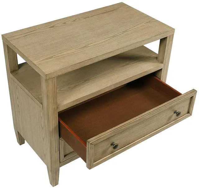 Alt view image 3 of 5 - 1pc Rustic 2-Drawer Nightstand with Open Shelf Wooden Bedroom Nightstand Tan / Beige Natural