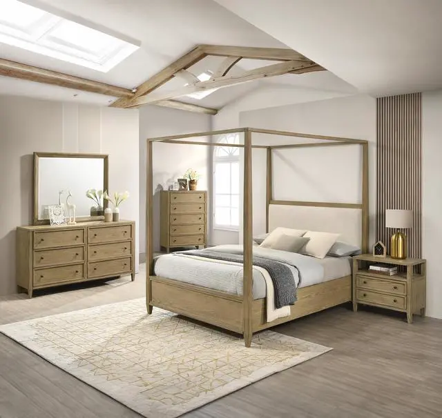 Alt view image 5 of 5 - 1pc Rustic 2-Drawer Nightstand with Open Shelf Wooden Bedroom Nightstand Tan / Beige Natural
