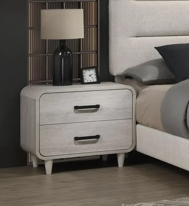Main image of 1pc Contemporary White Finish Ample Drawer Space Two Drawers Nightstand Storage Wooden Furniture Antique White Color