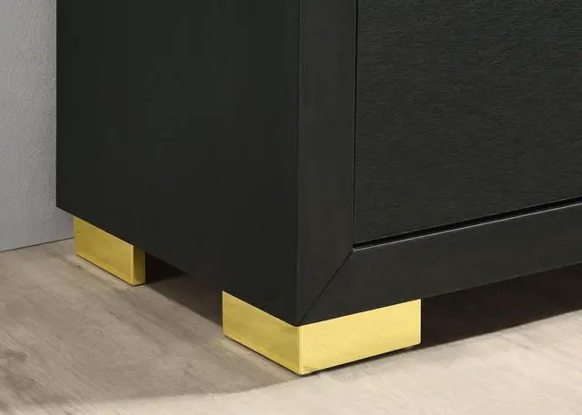 Alt view image 2 of 7 - Modern 1pc Nightstand Black Color Center Glide 2-Drawers Bedside Table Square Pulls Bedroom Furniture