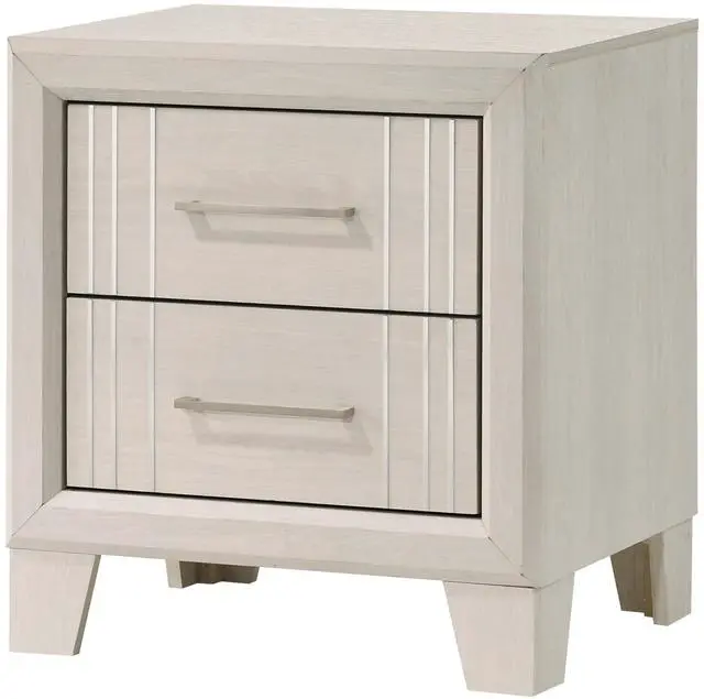 Main image of 1pc Contemporary Two-Drawers Nightstand Bed Side Cabinet Wooden Furniture White/Beige Color