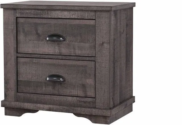Main image of 1pc Contemporary Two-Drawers Nightstand Bed Side Cabinet Wooden Furniture Rustic Gray Color