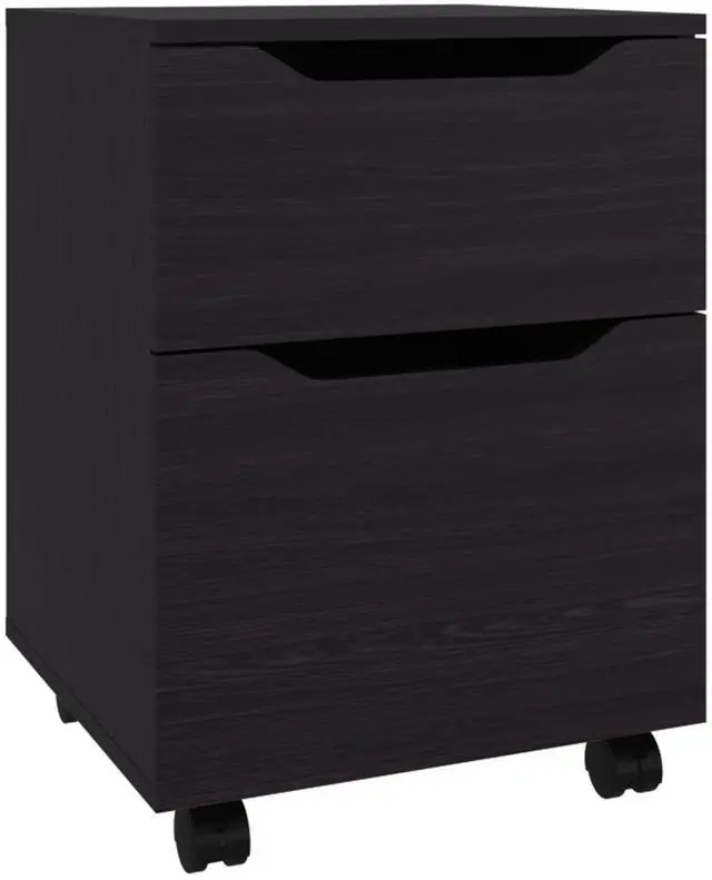 Alt view image 5 of 7 - Ethan Open Shelves Nightstand With One Door, Modern Bedside Table For Bedroom Storage, Black