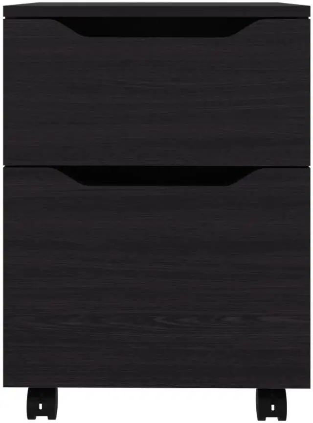 Alt view image 3 of 7 - Ethan Open Shelves Nightstand With One Door, Modern Bedside Table For Bedroom Storage, Black
