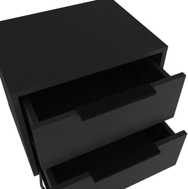 Alt view image 2 of 7 - Nightstand Skyoner 2, Harpin Legs, Two Drawers, Black Wengue Finish