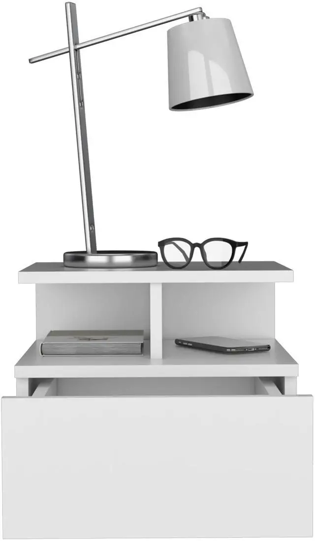 Alt view image 5 of 7 - Floating Nightstand Flopini, One Drawer, White Finish