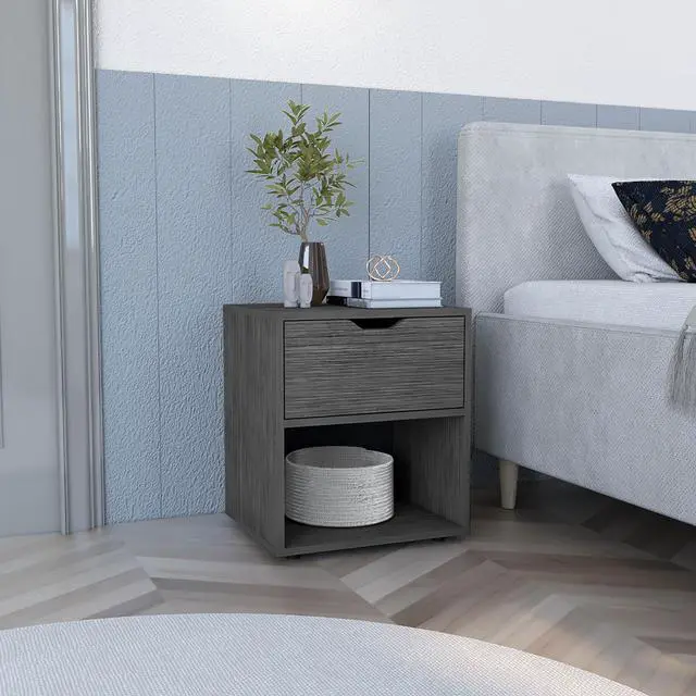 Main image of 19.7" H Nightstand End Table with Open Shelf,Ligth Gray