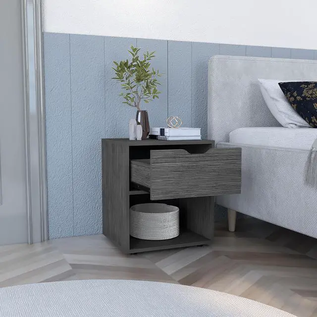 Alt view image 3 of 7 - 19.7" H Nightstand End Table with Open Shelf,Ligth Gray